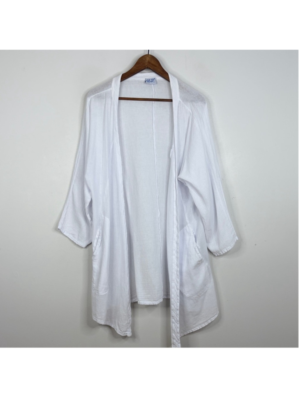 Oh My Gauze Jacket Womens 1 Small Medium White Cotton Long Sleeve Open Tunic